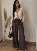Pantalon Marron à Pois Blancs